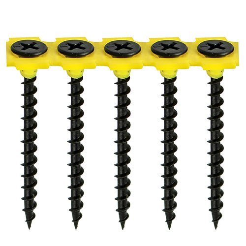 Collated Drywall Timber Stud Plasterboard Screws - PH - Bugle - Coarse Thread - Black