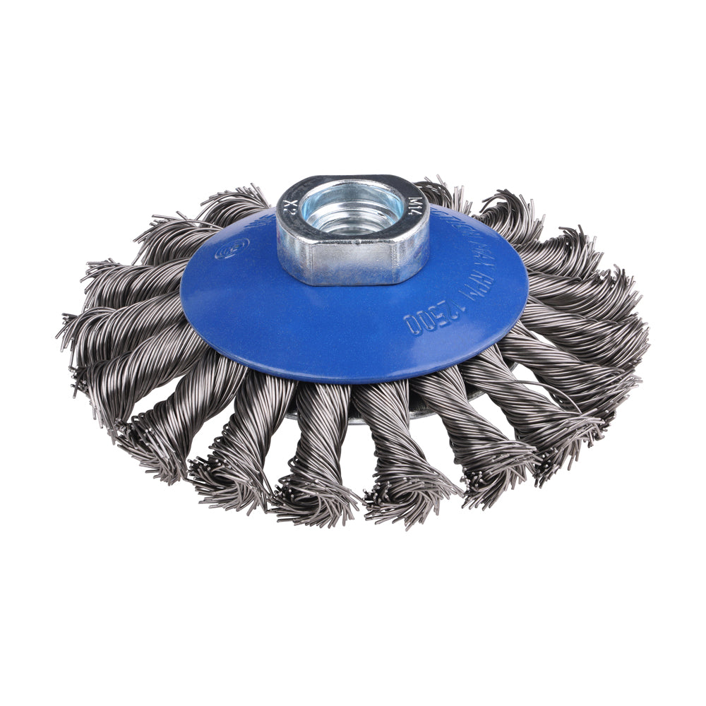 Angle Grinder Bevel Brush - Twisted Knot Stainless Steel 100mm