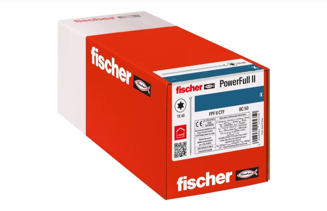 fischer Full thread screw PowerFull II countersunk head TX star zinc plated