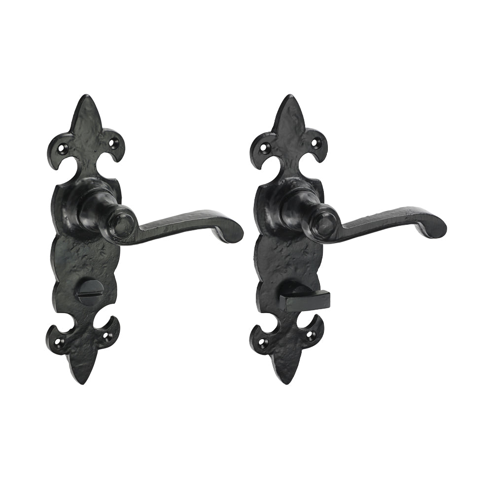 Fleur De Lys WC Handle Ant BLK - 195 x 55 (Pack 2)