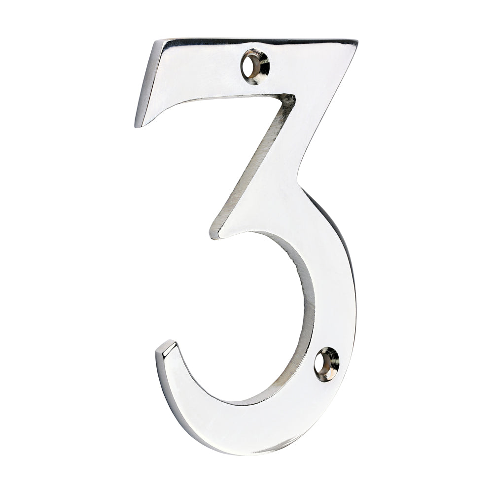 Door Numeral 3 - Polished Chrome 75mm