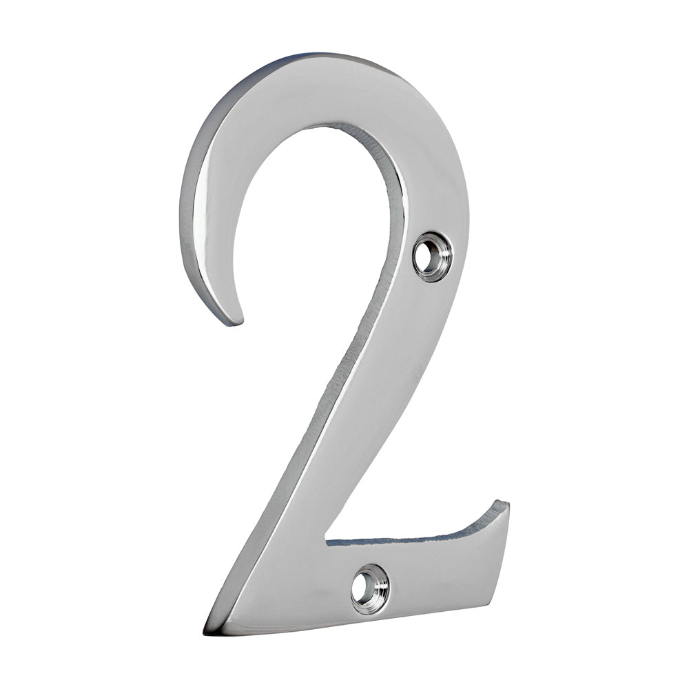 Door Numeral 2 - Polished Chrome 76mm