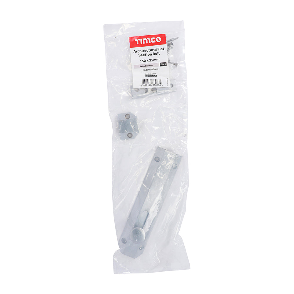 Arch Flat Sec Bolt Sat. Chrome - 150 x 35mm