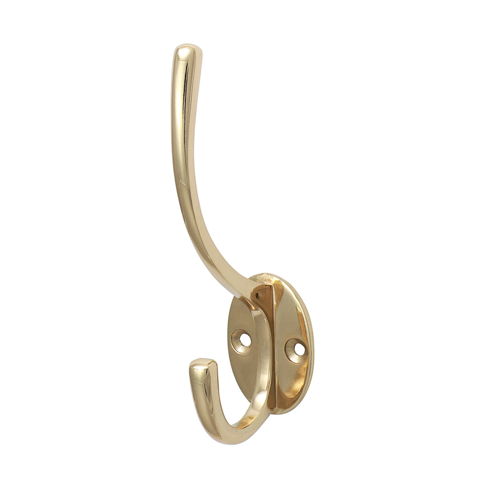 Hat & Coat Hook Pol. Brass - 125 x 32mm