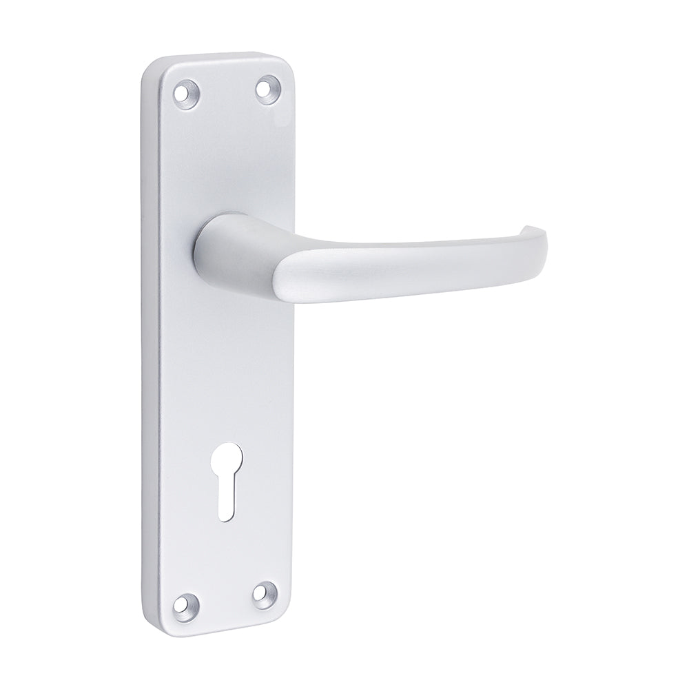 Contractors Lever Lock Handles - Satin Anodised Aluminium 154 x 40