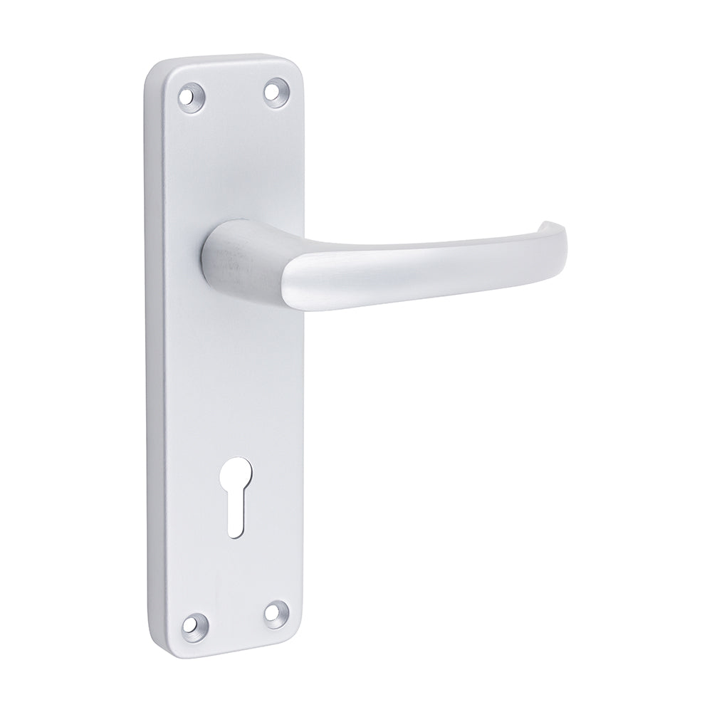 Contractors Lever Lock Handles - Satin Anodised Aluminium 154 x 40