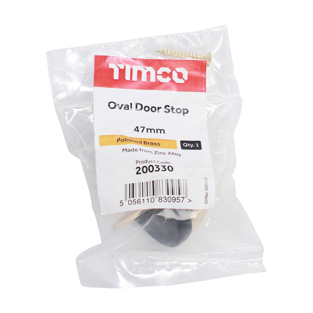 Oval Door Stop Polished Brass - 47mm