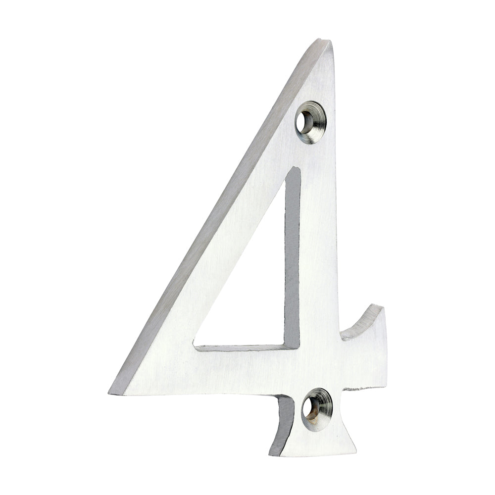 Door Numeral 4 - Satin Chrome 75mm