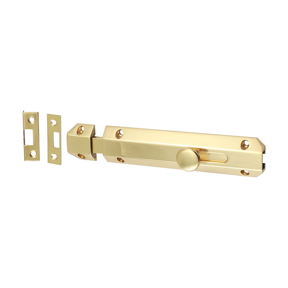 Arch Flat Sec Bolt Pol. Brass - 150 x 35mm