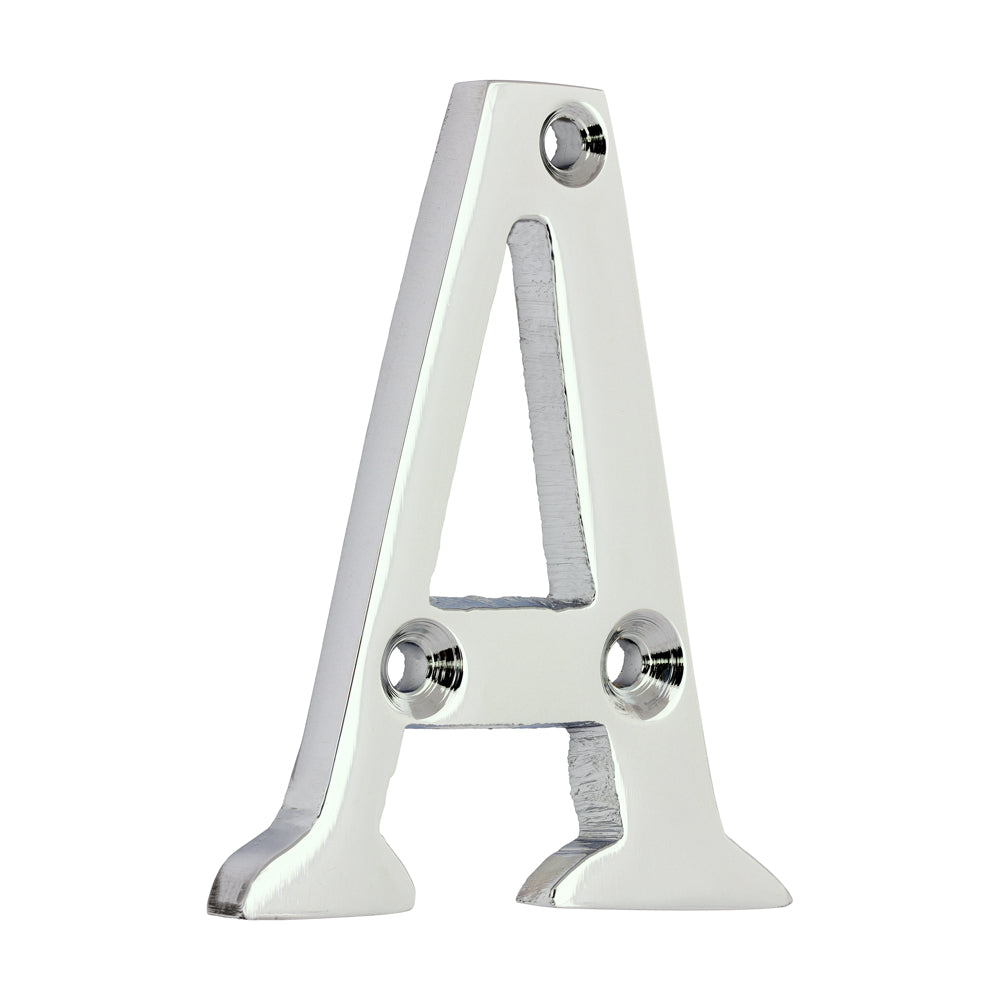 Door Letter A - Polished Chrome 60mm
