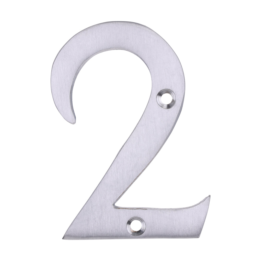 Door Numeral 2 - Satin Chrome 76mm