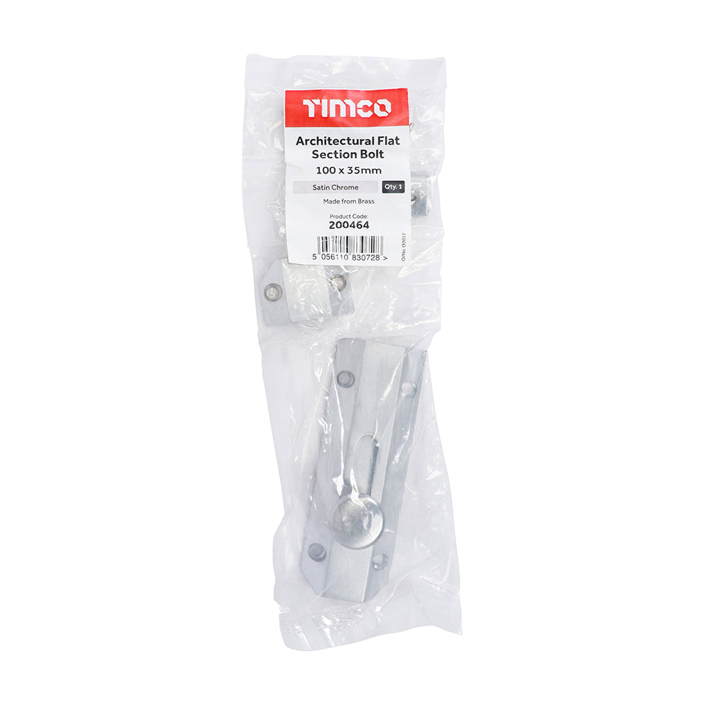 Arch Flat Sec Bolt Sat. Chrome - 100 x 35mm