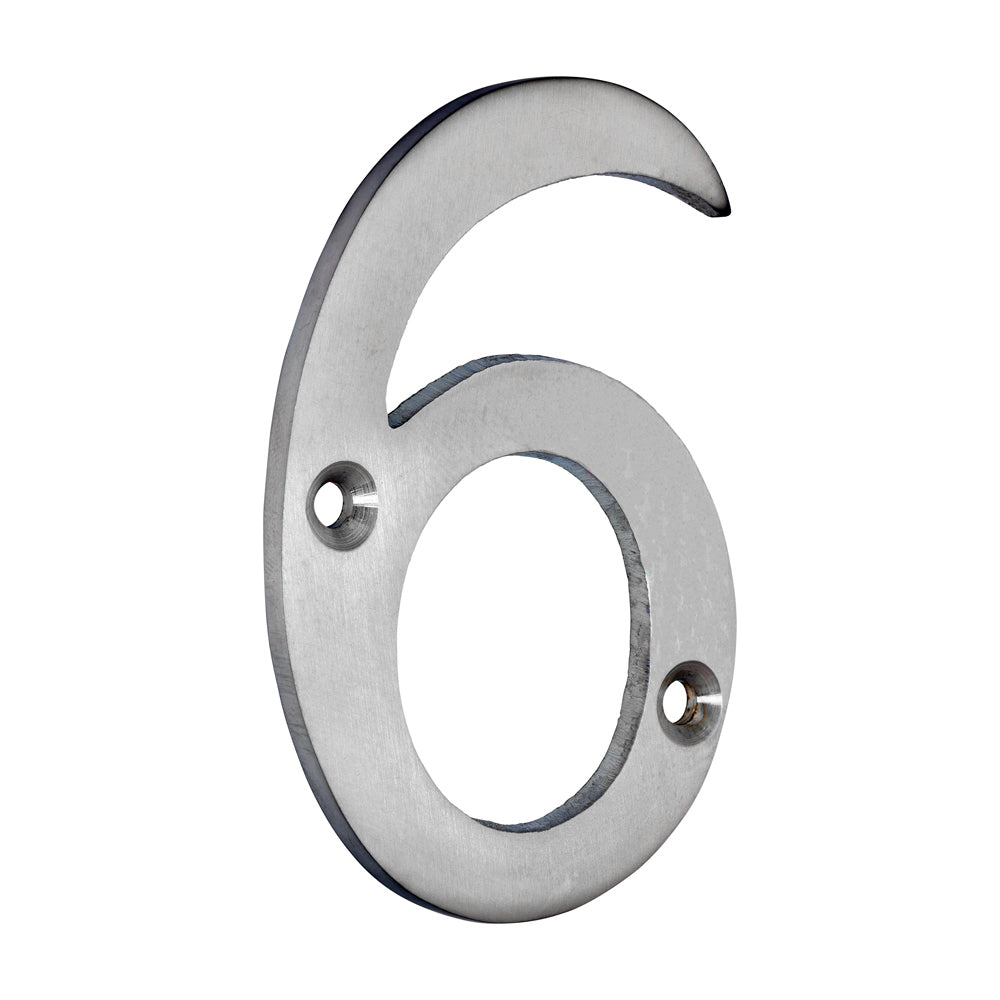 Door Numeral 6 - Satin Chrome 75mm