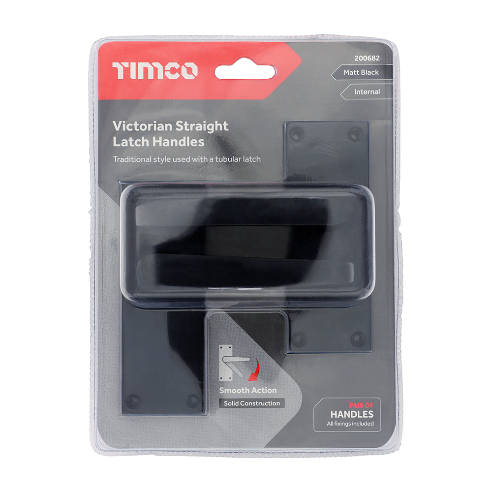 Vic Straight Latch Handles MB - 114 x 42 (Pack 2)