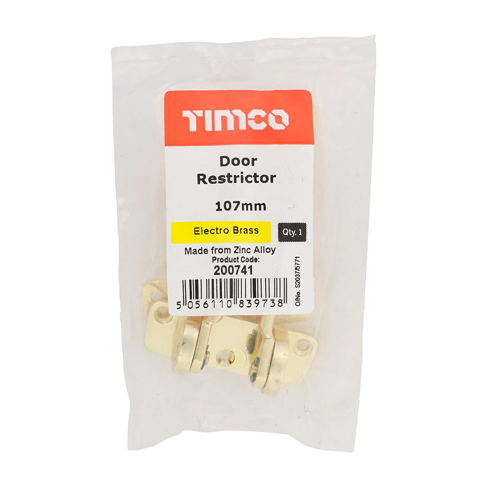 Door Restrictor E Brass - 107mm