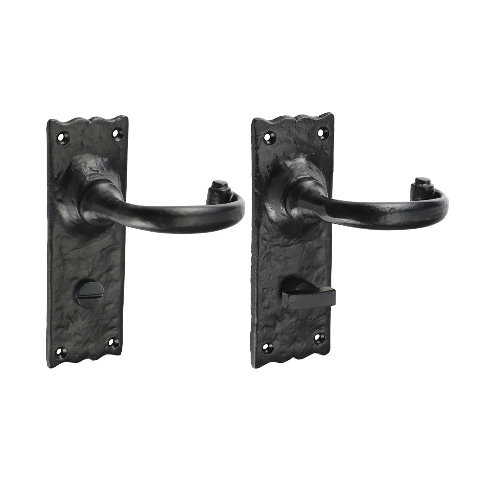 Traditional Bathroom Lock Handle - Antique Black 155 x 54