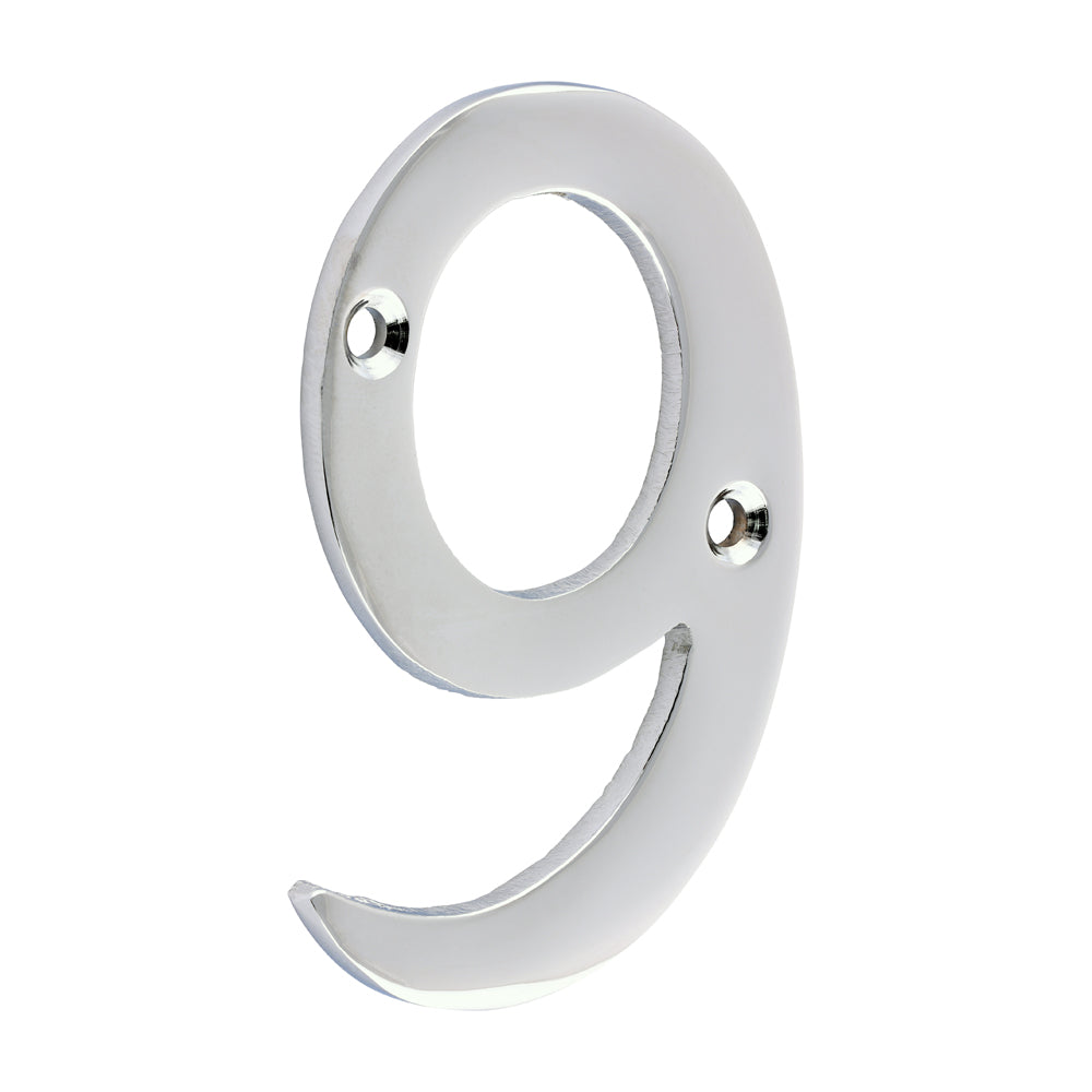 Door Numeral 9 - Polished Chrome 75mm