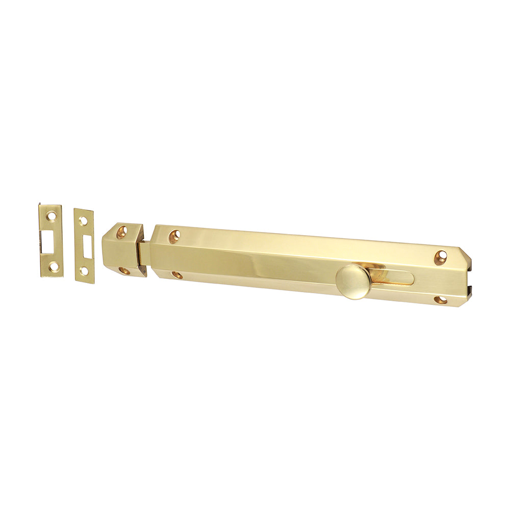 Architectural Bolt Polished Brass - 210 x 35mm