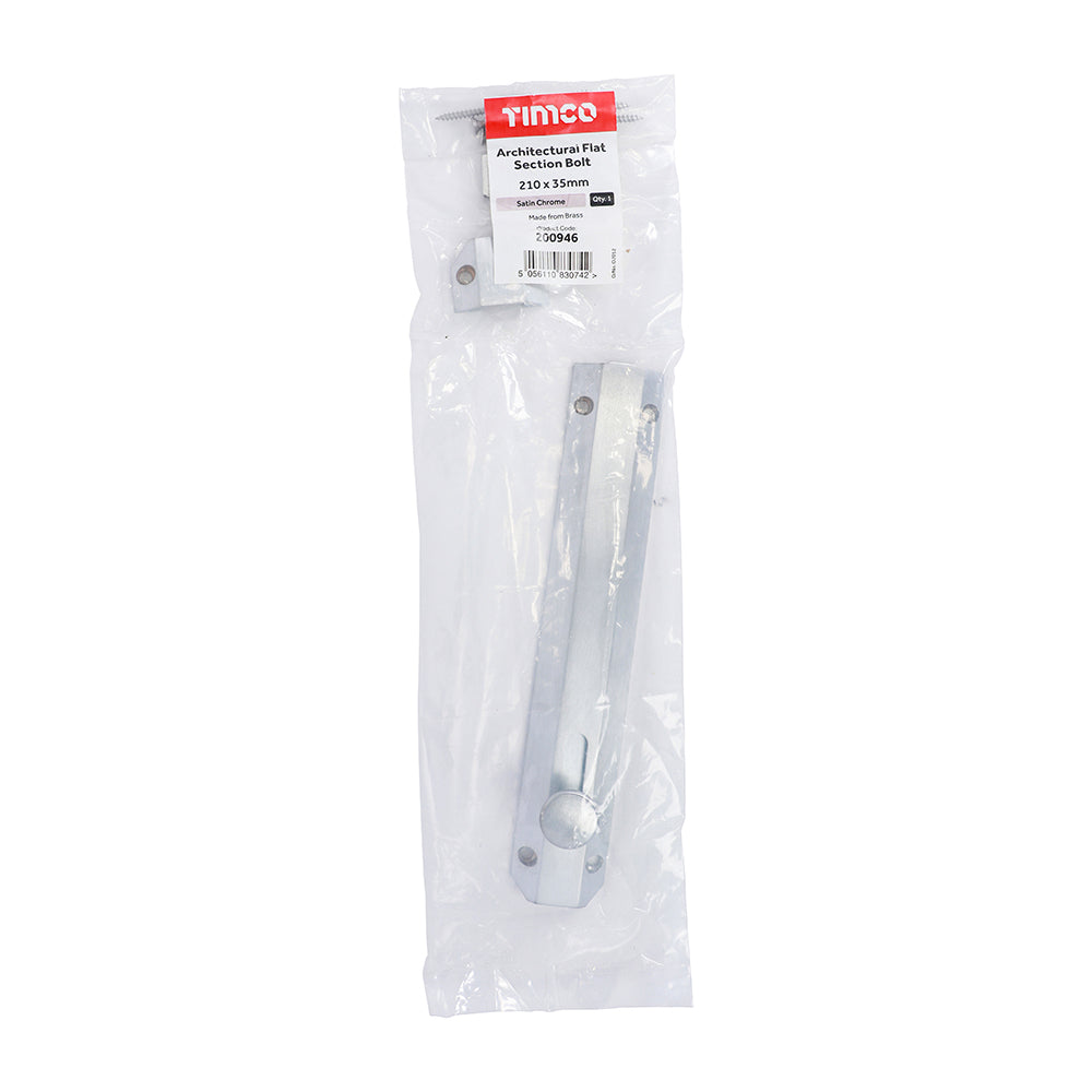 Arch Flat Sec Bolt Sat. Chrome - 210 x 35mm