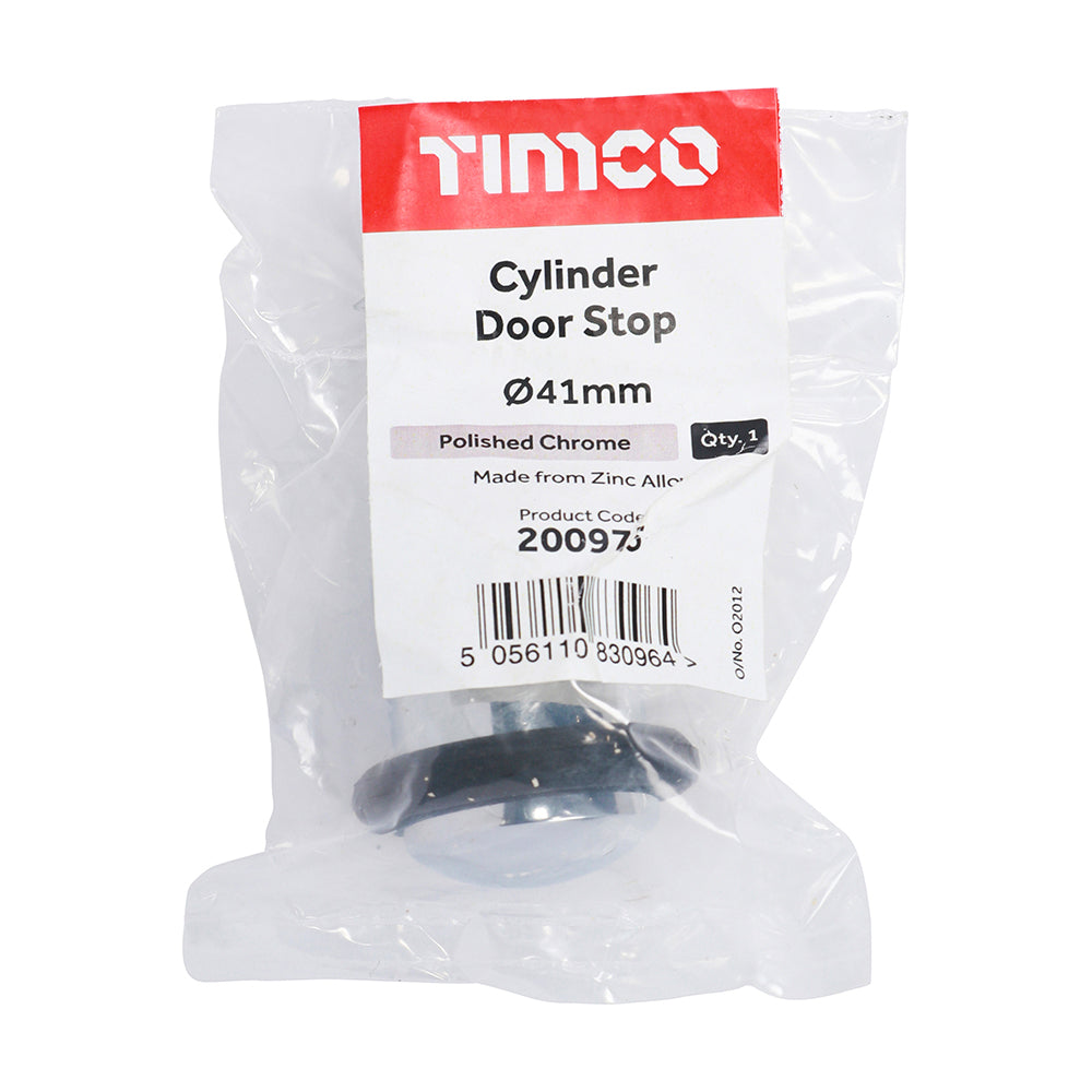 Cylinder Door Stop Polished Chrome - 41mm