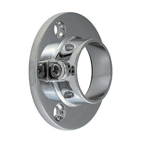 Round Lock End Socket Polished Chrome - 25mm (Pack 2)