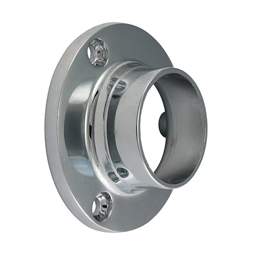 Round End Socket P/Chrome - 25mm (Pack 2)