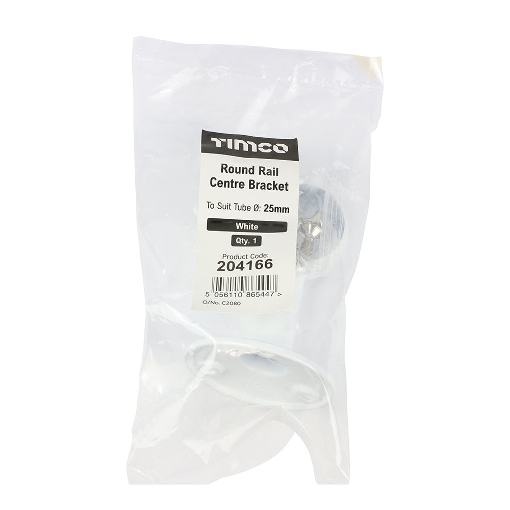 Round Centre Bracket White - 25mm