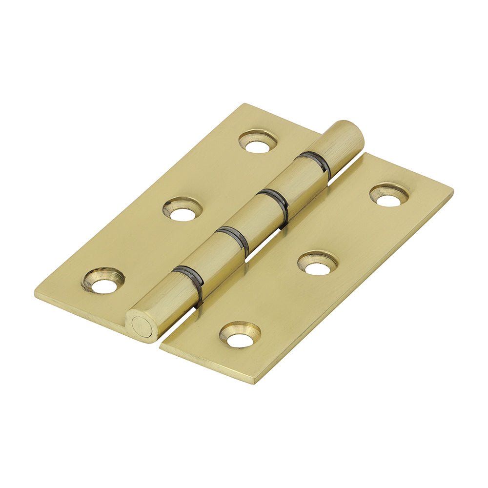 Double Steel Washered Hinge Polished Brass - 76 x 50 (Pack 2)