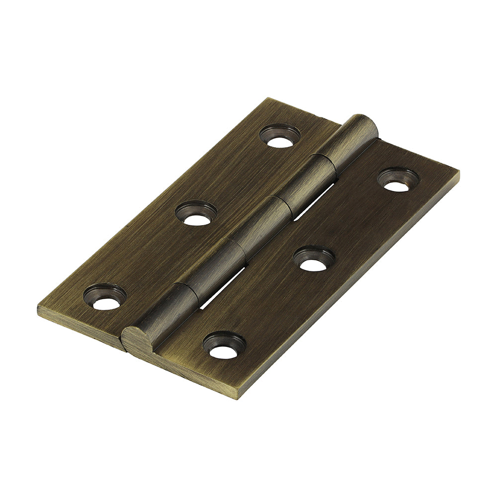 Solid Drawn Hinge - Solid Brass - Antique Brass 64 x 35