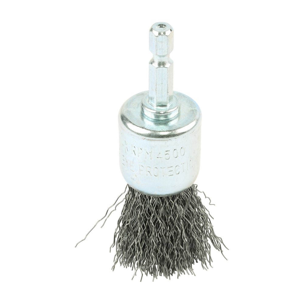 Drill End Brush - Crimped Steel Wire 25mm