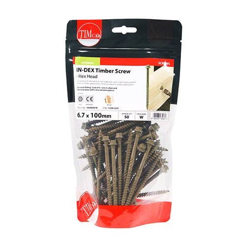In-Dex Timber Screw - Exterior - Green - Bag