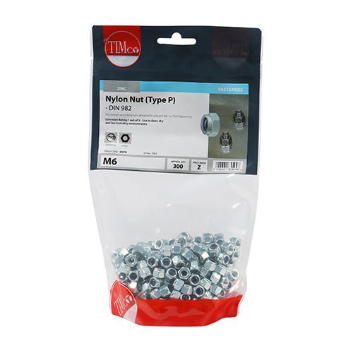 Nylon Nuts - Type P - DIN 982 - Zinc