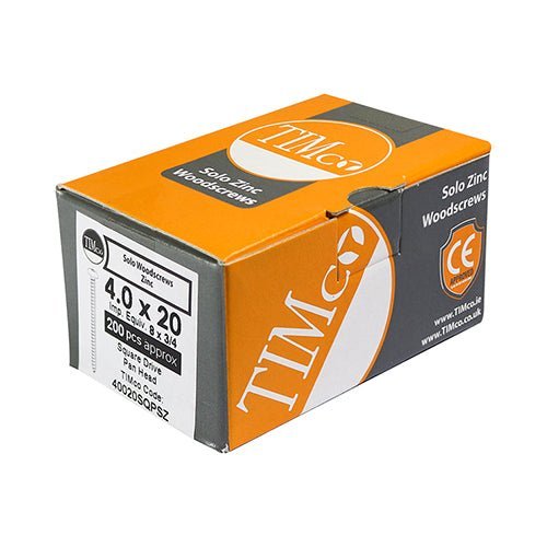 Solo Chipboard & Woodscrews - SQ - Pan Head - Zinc - Box 200