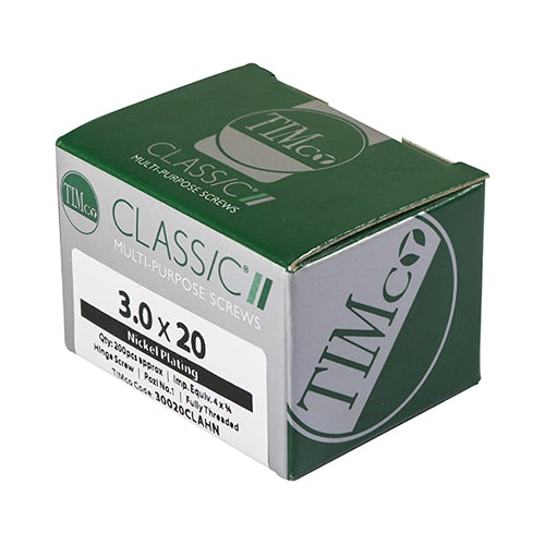Classic Multi-Purpose Hinge Screws - PZ Pozi - Countersunk - Nickel - Box 200