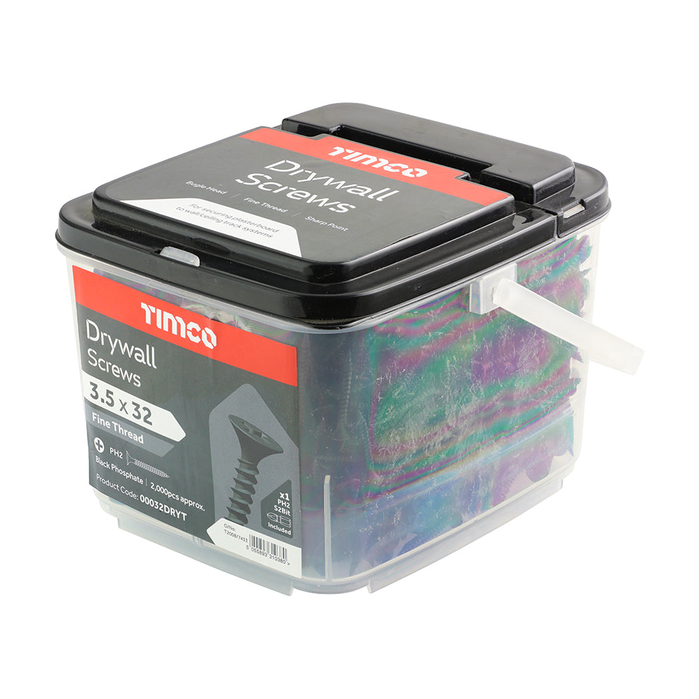 Drywall Screws - PH - Bugle - Fine Thread - Black - Tub