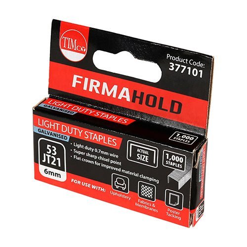 Light Duty Staples - Chisel Point - Galvanised