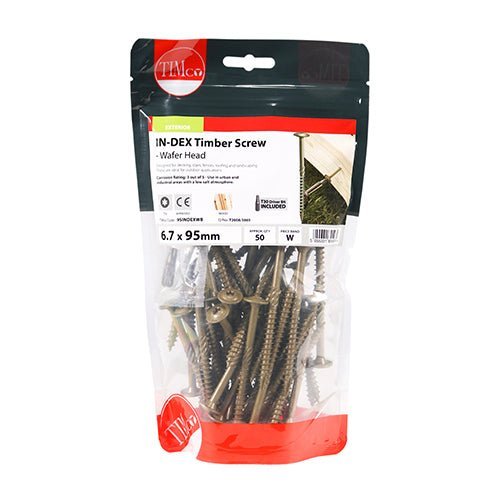 In-Dex Timber Screws - Wafer Head - Exterior - Green