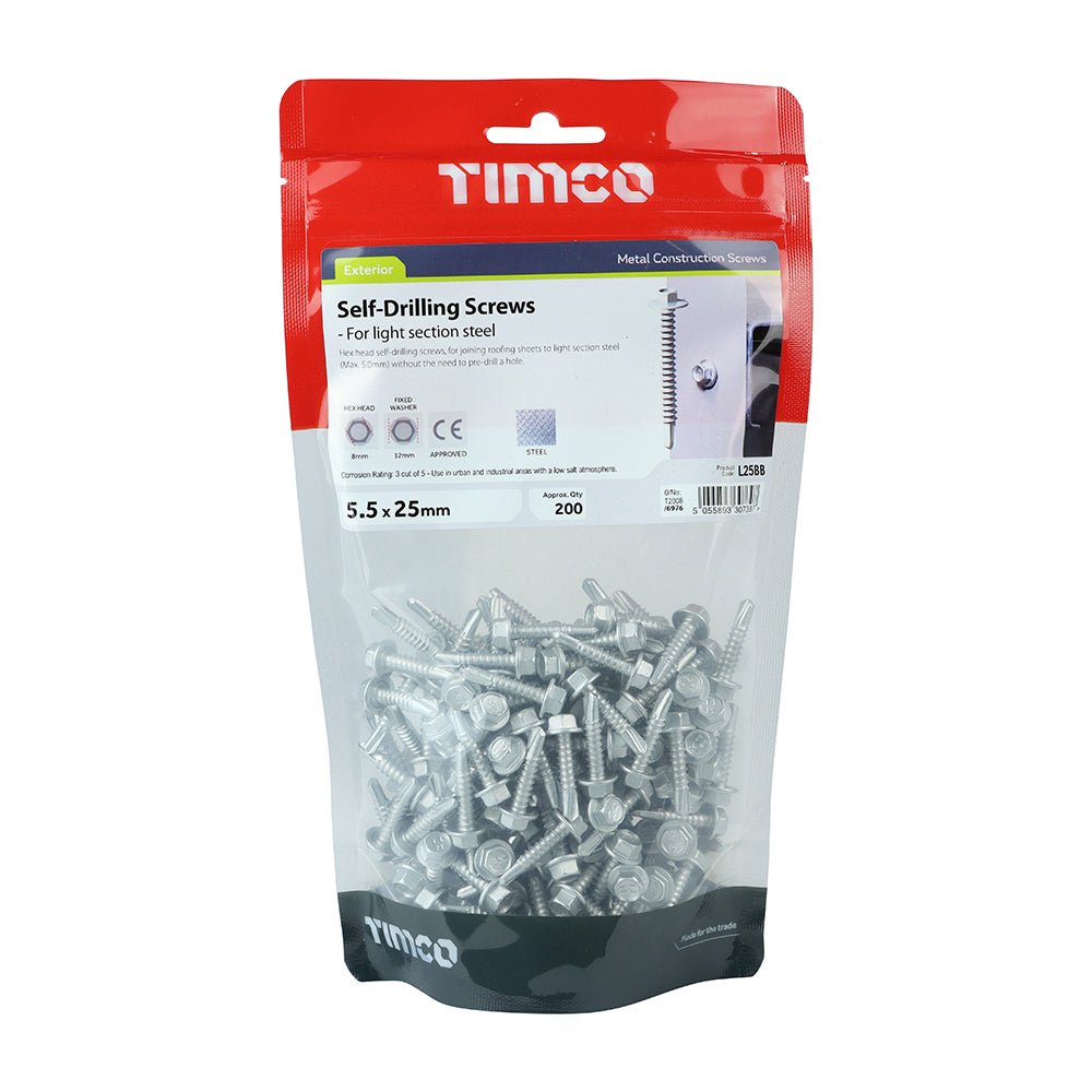 Self-Drilling Screws - Hex - For Light Section Steel - Exterior - Silver