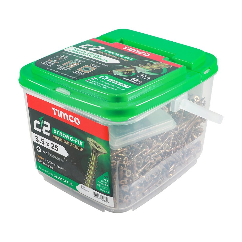 C2 Multi-Purpose Advanced Screws - PZ - Double Countersunk - Yellow - Tub