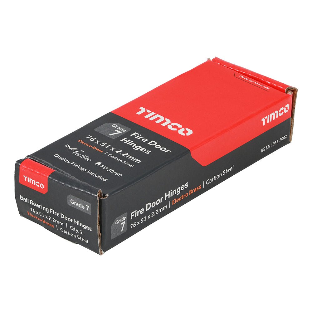 Grade 7 Fire Door Hinges - Electro Brass (Pack 2)