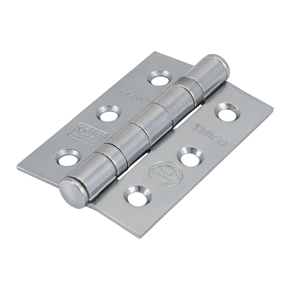 Grade 7 Ball Bearing Fire Door Hinges - Polished Chrome 76 x 50 x 2.0