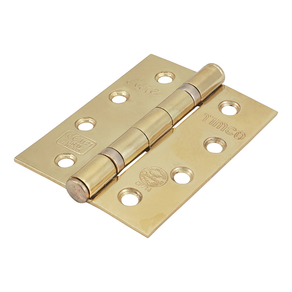 Grade 11 Ball Bearing Fire Door Hinges - Electro Brass 101 x 76 x 2.6