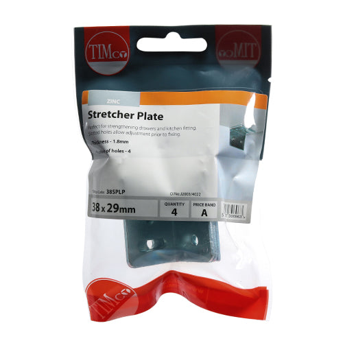 Stretcher Plate - BZP - 38 x 25 x 29 (Pack 4)