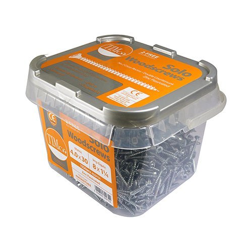Solo Chipboard & Woodscrews - PZ - Double Countersunk - Zinc - 4 x 30mm - Tub 1250