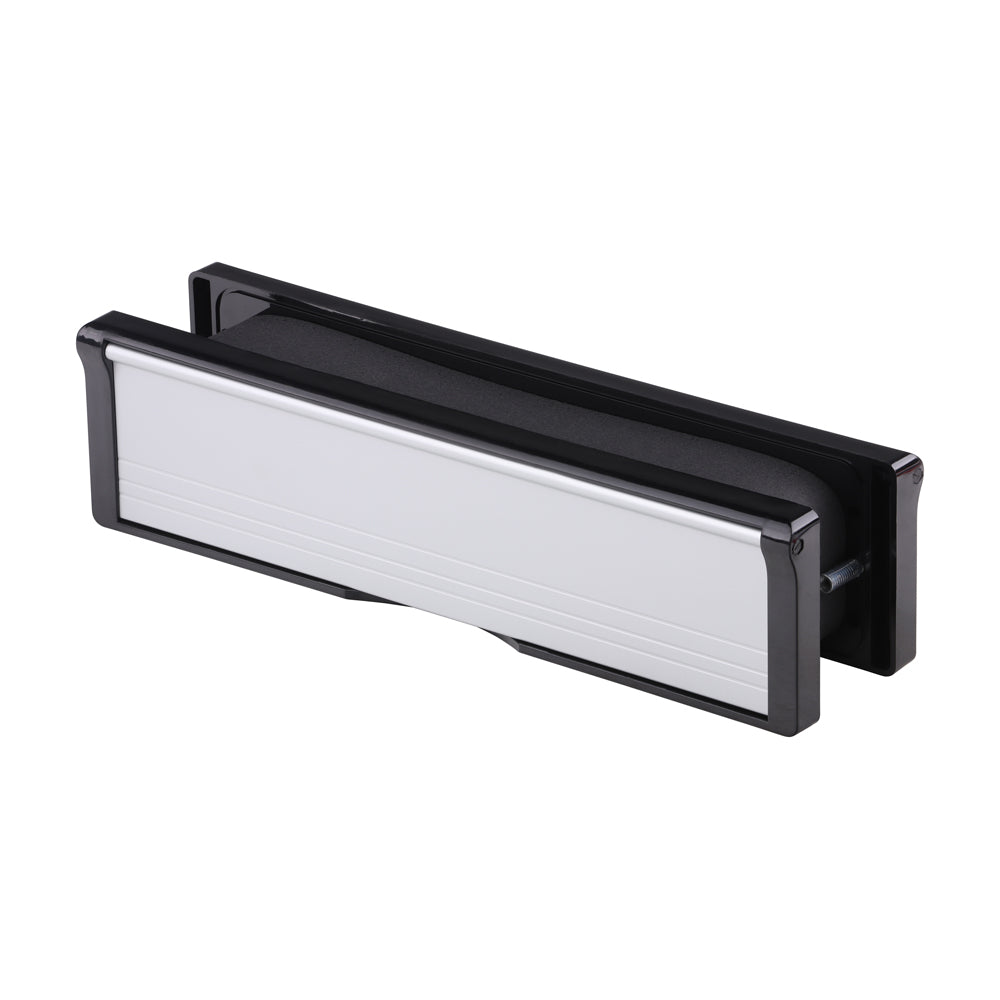 Intumescent Letterbox - Satin Anodised Aluminium - Black Frame 272 x 70