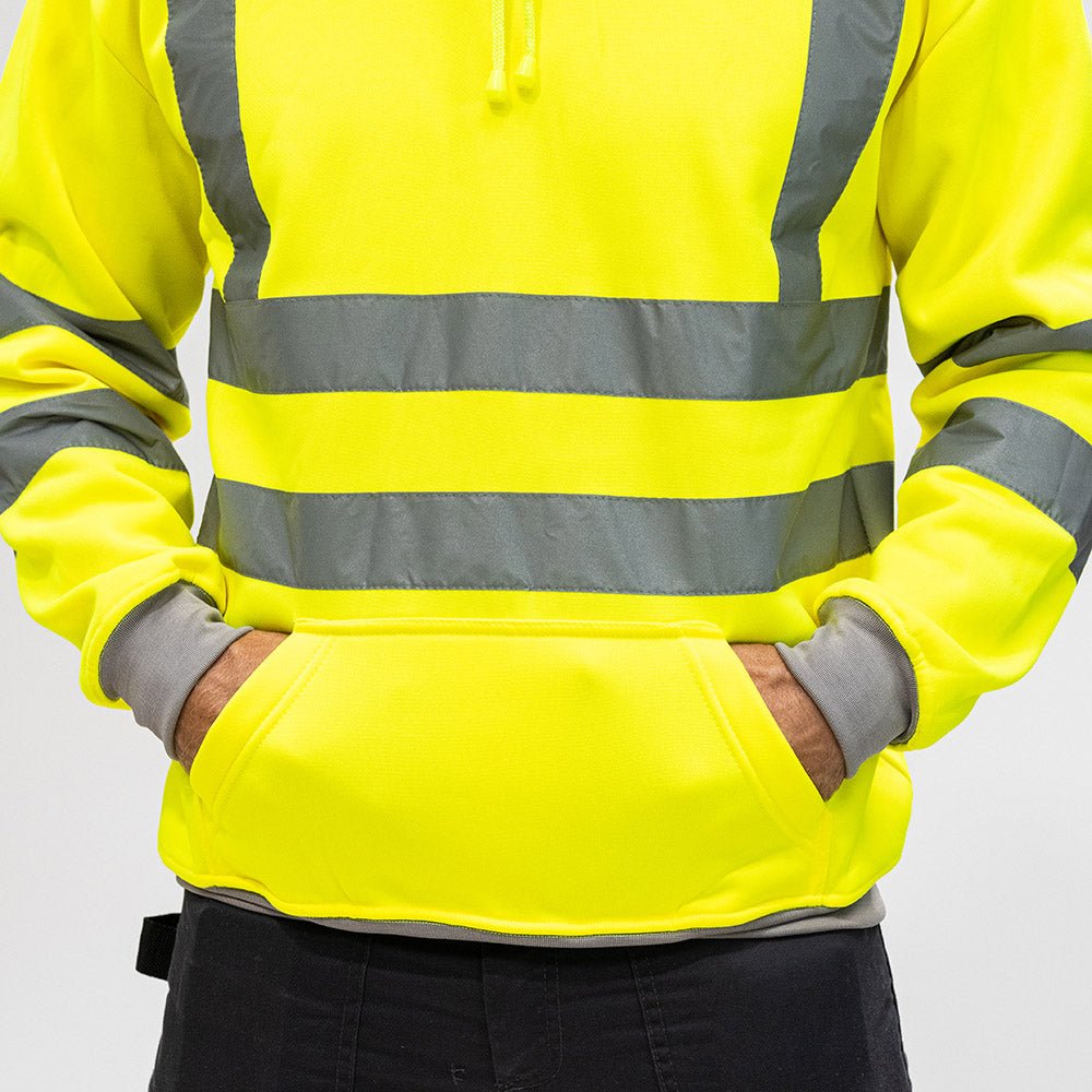 Hi-Visibility Sweatshirt with Hood - Hoodie - Hi Vis - Yellow
