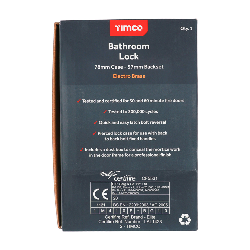Bathroom Lock E. Brass - 78mm