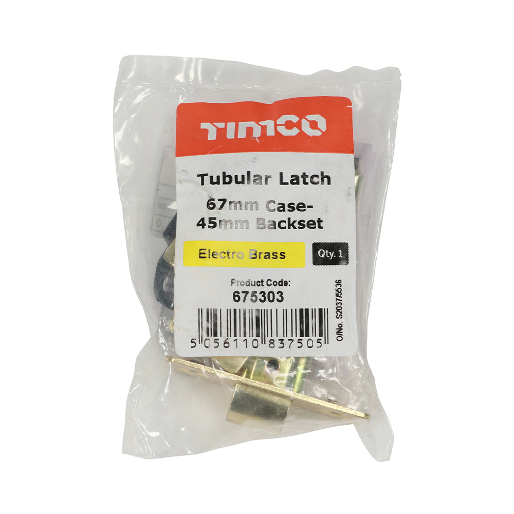 Tubular Latch E. Brass - 67 case / 45 backset
