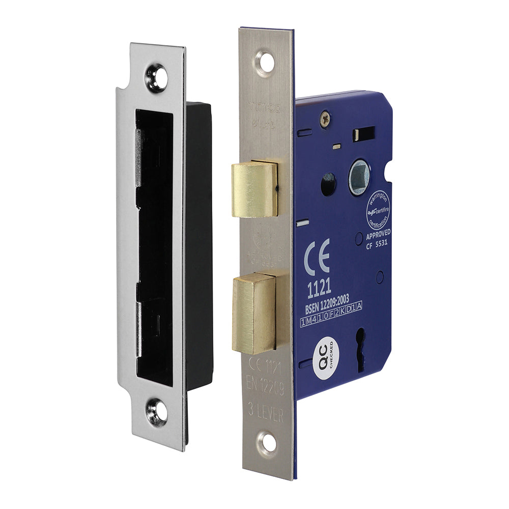 3 Lever Sashlock Sat. Nickel - 65 case / 45 backset