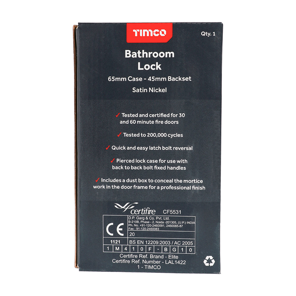 Bathroom Lock Sat. Nickel - 65mm